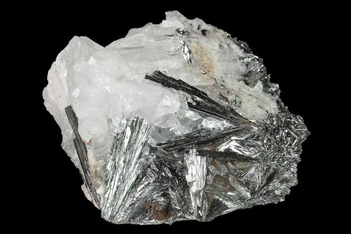 Metallic, Needle-Like Pyrolusite Cystals in Quartz - Morocco #140991